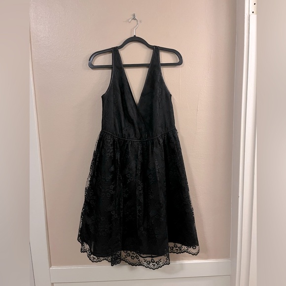 Vintage Louis Verdad Black Lace Ballerina Deep V-neck Dress S - Picture 1 of 12